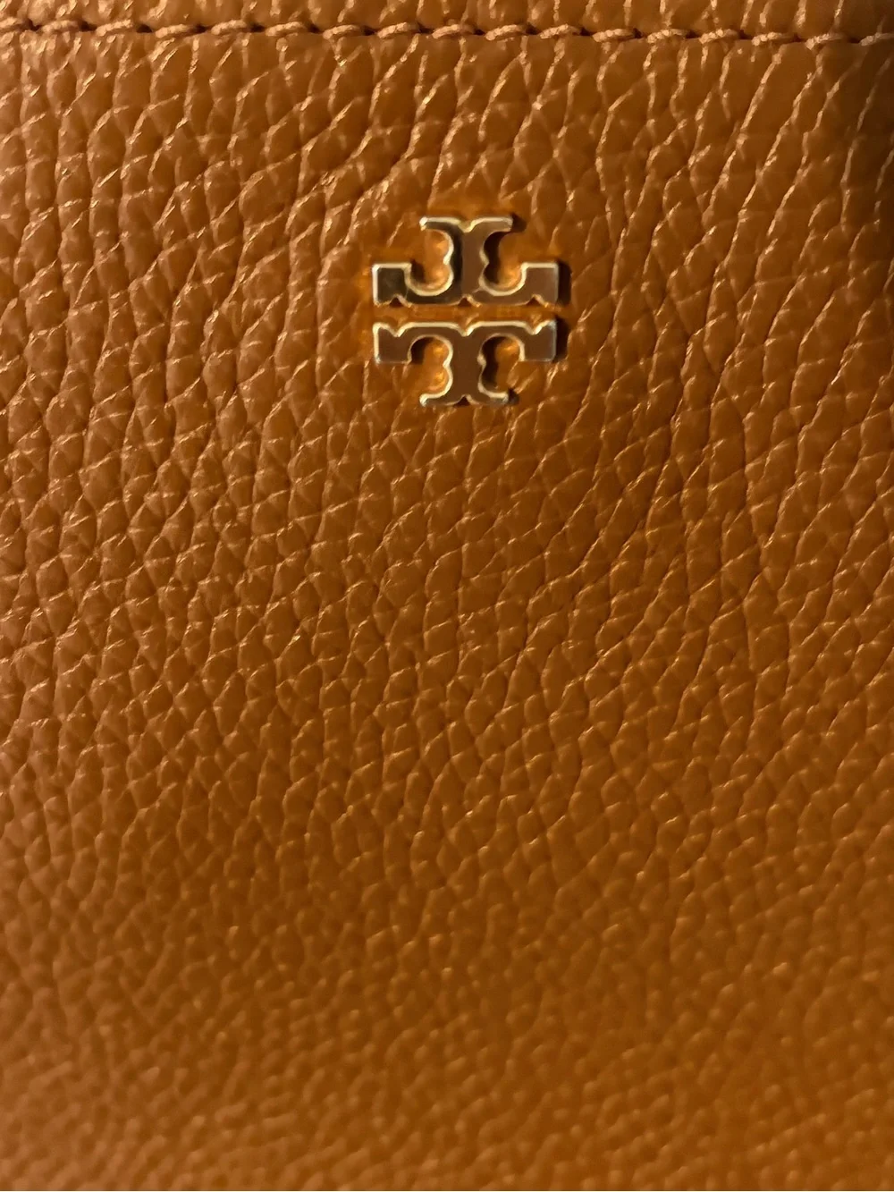 Tory Burch Blake medium brown pebbled leather crossbody purse bag gold